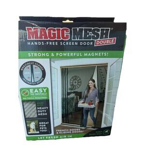 Magic Mesh Double Door- Hands Free Magnetic Screen Door, Fits French & Black